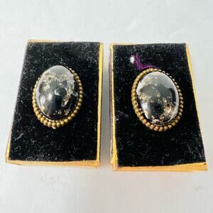 Set of 2 Vintage velvet onyx gold Wood Matches made in Italy